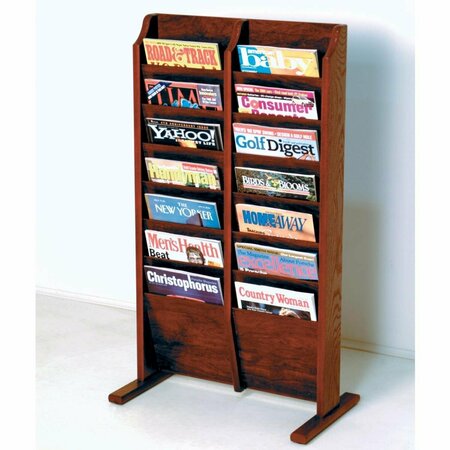 LATESTLUXURY Cascade Free Standing 14 Pocket Magazine Rack - Black & Mahogany LA3952938